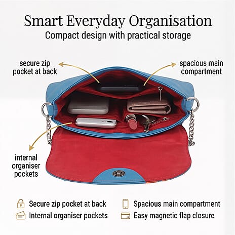 THE HANDCRAFTED LUXURY - Sukriti 100% Genuine Leather Handpainted Shoulder Bag - Blue