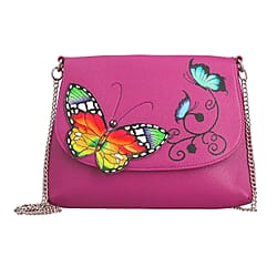 THE HANDCRAFTED LUXURY - Sukriti 100% Genuine Leather Handpainted Shoulder Bag - Pink
