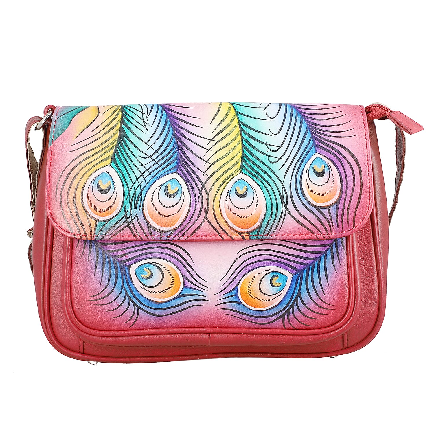 THE HANDCRAFTED LUXURY - Sukriti 100% Genuine Leather Handpainted Shoulder Bag - Blue