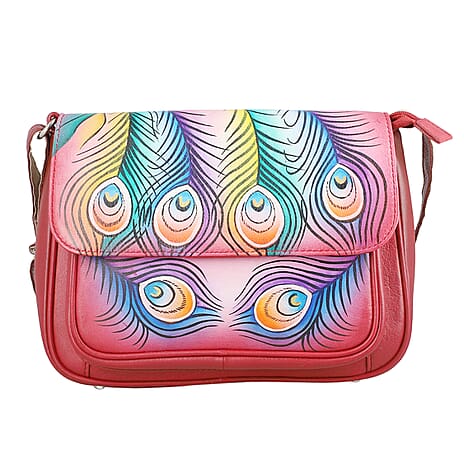 THE HANDCRAFTED LUXURY - Sukriti 100% Genuine Leather Handpainted Shoulder Bag - Blue