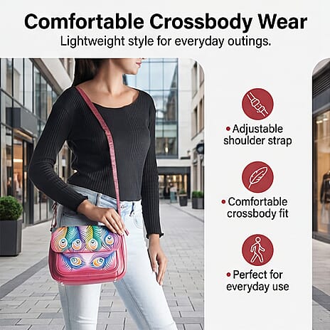 THE HANDCRAFTED LUXURY - Sukriti 100% Genuine Leather Handpainted Shoulder Bag - Blue