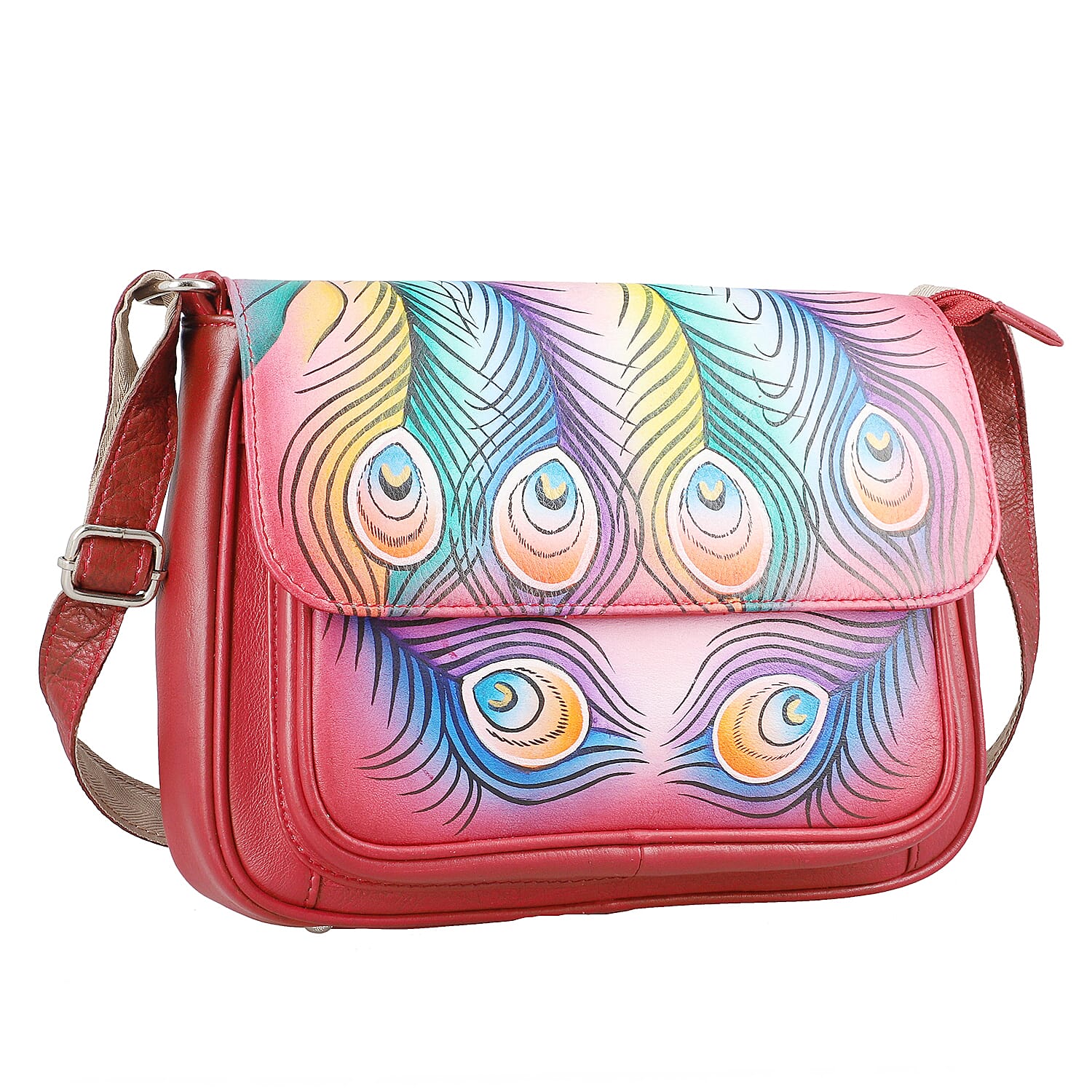 THE HANDCRAFTED LUXURY - Sukriti 100% Genuine Leather Handpainted Shoulder Bag - Blue