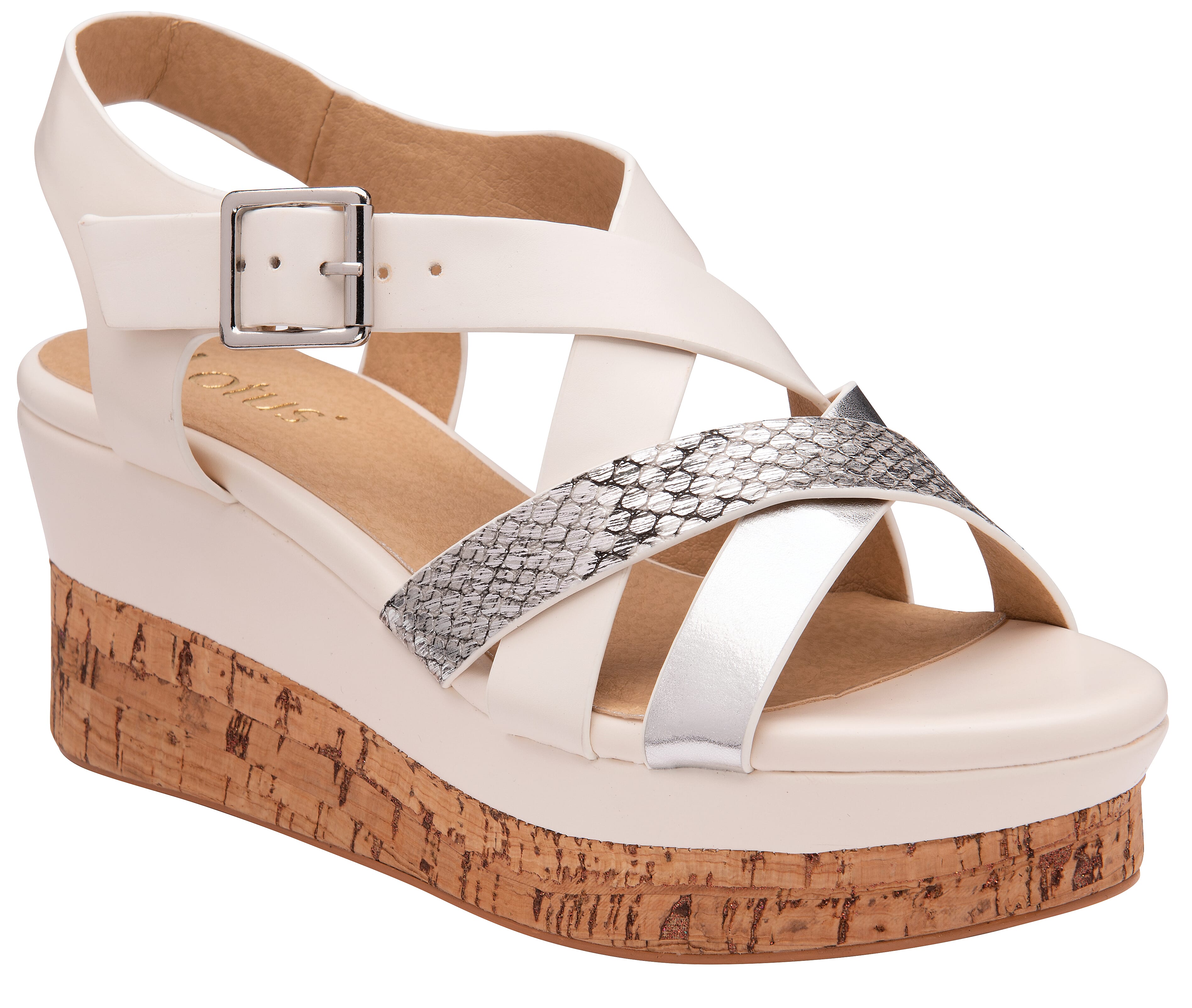Lotus Belinda Open Toe Wedge Sandals (Size 3) - White