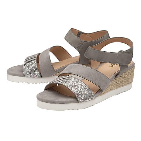 Lotus Ashlyn Open Toe Wedge Sandals (Size 6) - Grey