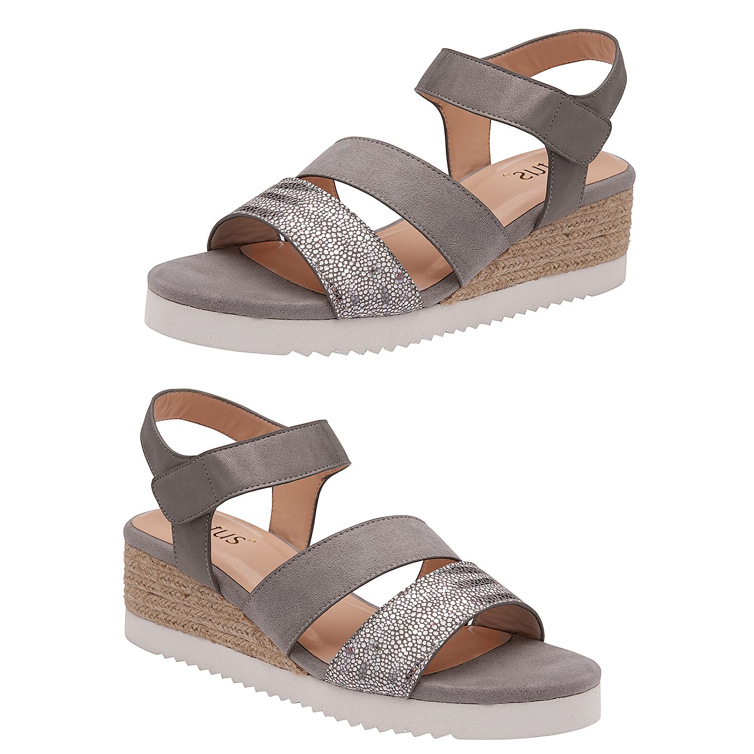 Lotus Ashlyn Open Toe Wedge Sandals (Size 6) - Grey