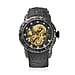 DOD- GENOA Automatic Movement Golden Dragon Pattern Dial and White Austrian Crystal 3 ATM Water Resistant Watch with Detailed Black Strap