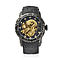DOD- GENOA Automatic Movement Golden Dragon Pattern Dial and White Austrian Crystal 3 ATM Water Resistant Watch with Detailed Black Strap