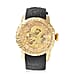 DOD- GENOA Automatic Movement Golden Dragon Pattern Dial and White Austrian Crystal 3 ATM Water Resistant Watch with Detailed Black Strap