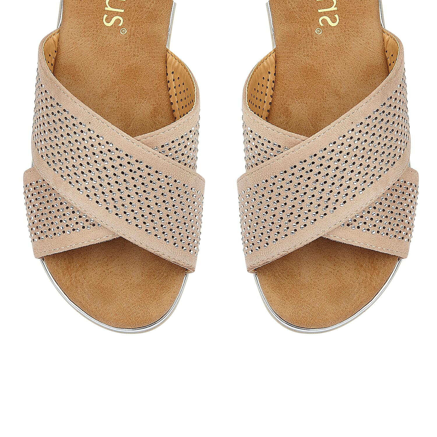 Lotus Tansy Diamante Flat Mule Sandals (Size 4) - Nude