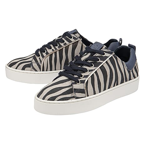 Lotus Garda Zebra Print Leather Lace-Up Trainers (Size 4)