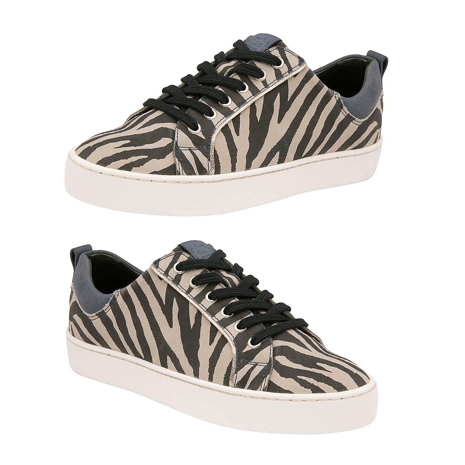 Lotus Garda Zebra Print Leather Lace-Up Trainers (Size 4)