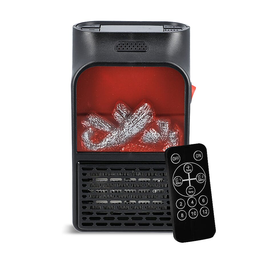 Portable Electric Flame Space Heater with Remote Control (Size 18x12x11Cm)