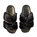 Ladies Summer Faux Fur Slider Slipper - Black
