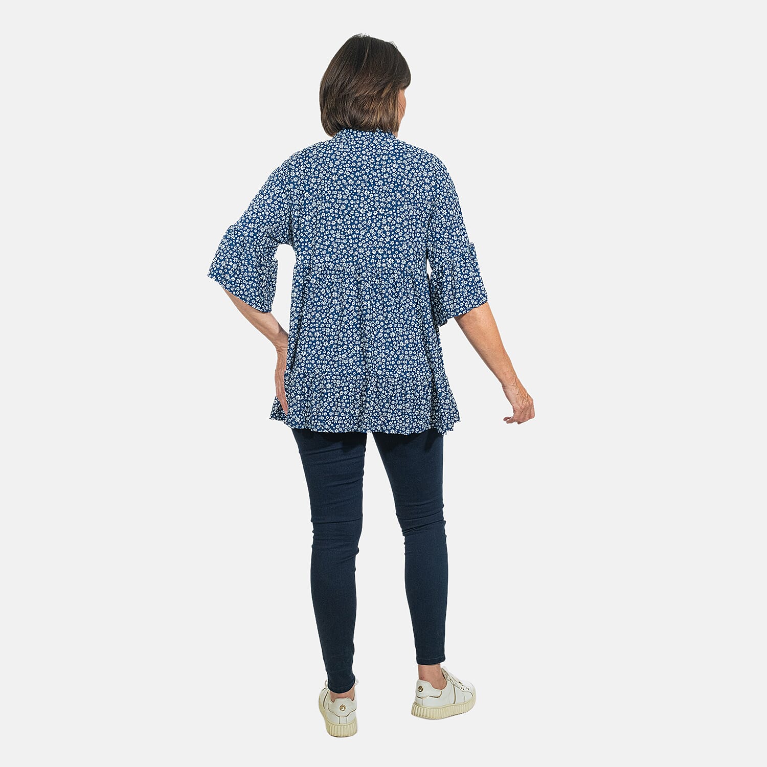 Nova of London V-Neck Smock Top - Navy