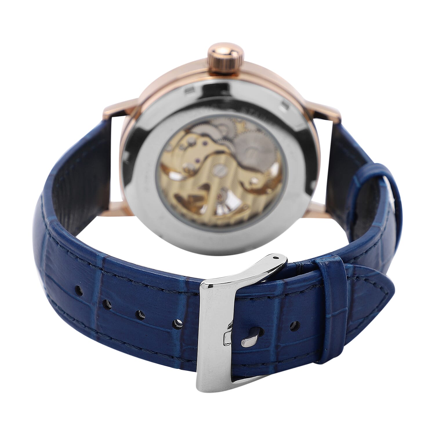 GENOA Automatic Movement Blue Dial 3 ATM Water Resistant Watch with Blue Colour Genuine Leather
