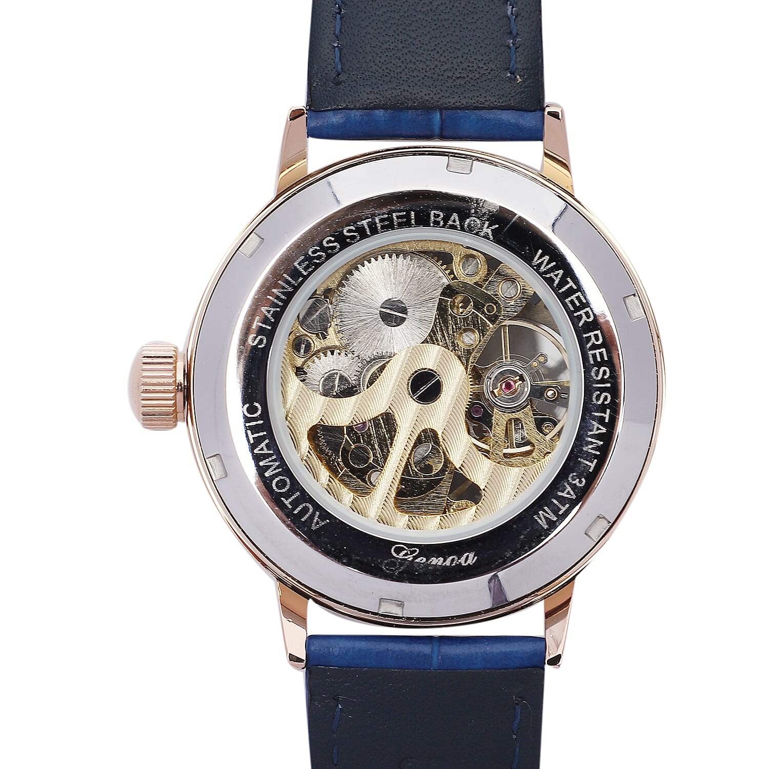 GENOA Automatic Movement Blue Dial 3 ATM Water Resistant Watch with Blue Colour Genuine Leather