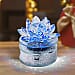 crystal lotus with Solar rotating base Material Crystal glass + plastic Color Blue 