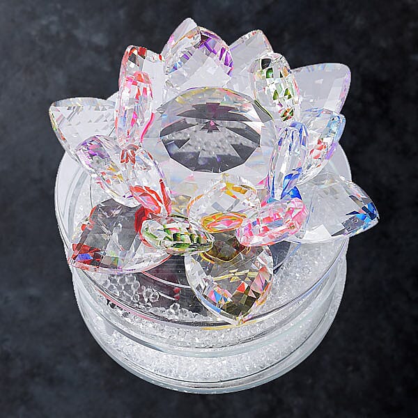 New Arrival- AAA Multi Austrian Crystal and Faceted Glass Lotus with Solar Auto Rotating Base in Gift Box