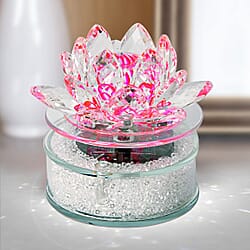 crystal lotus with Solar rotating base Material Crystal glass + plastic Color Pink