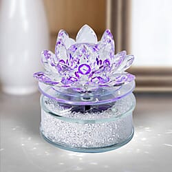 crystal lotus with Solar rotating base Material Crystal glass + plastic Color Purple
