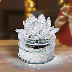 crystal lotus with Solar rotating base Material Crystal glass + plastic Color Transparent