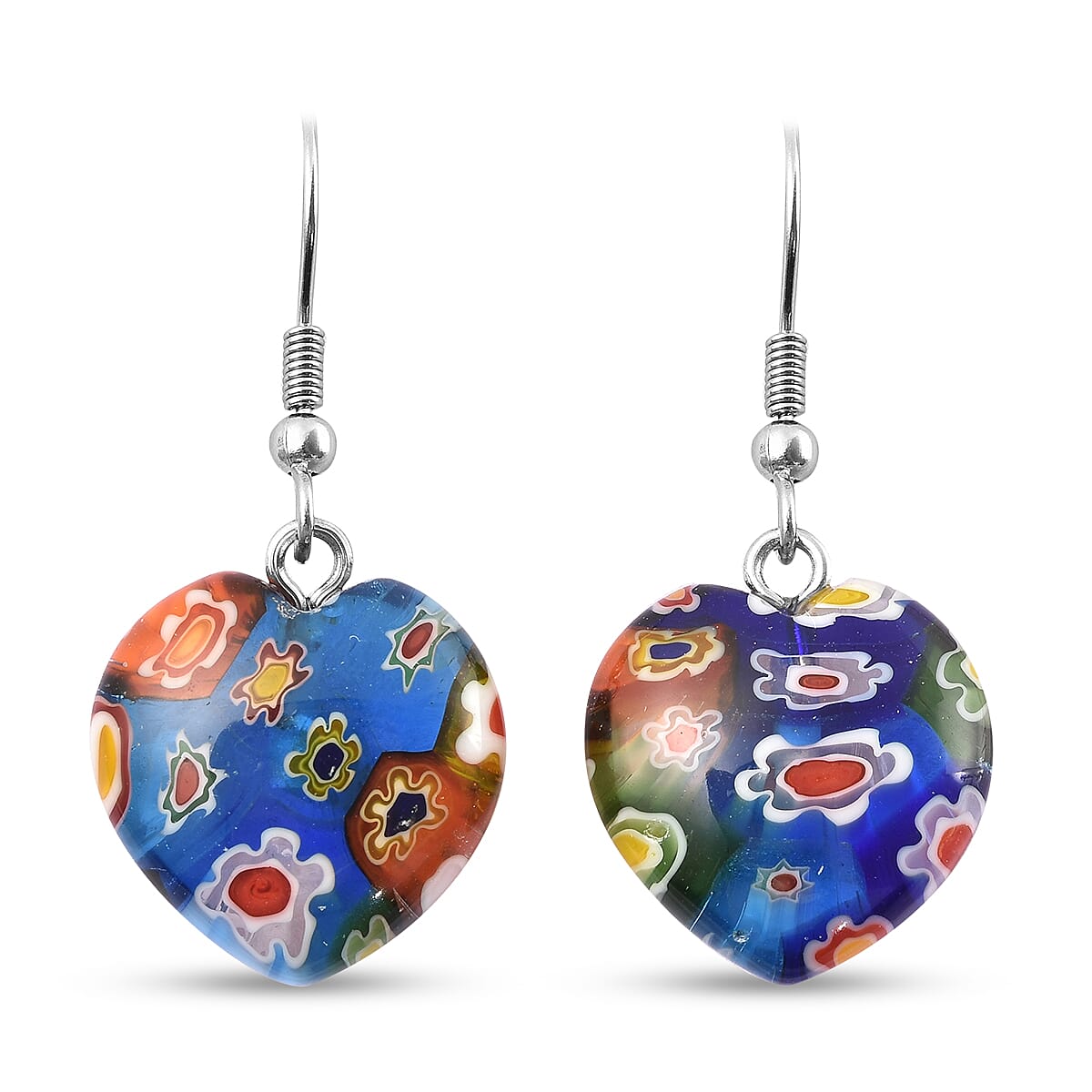 Multi Color Murano Glass Earrings in Stainless Steel 26.00 Ct.