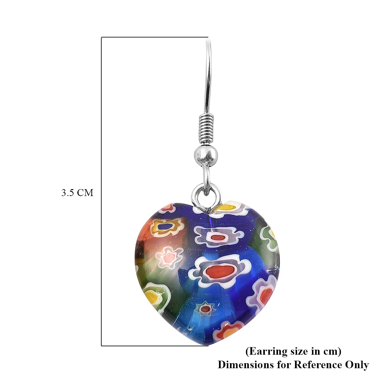 Multi Color Murano Glass Earrings in Stainless Steel 26.00 Ct.