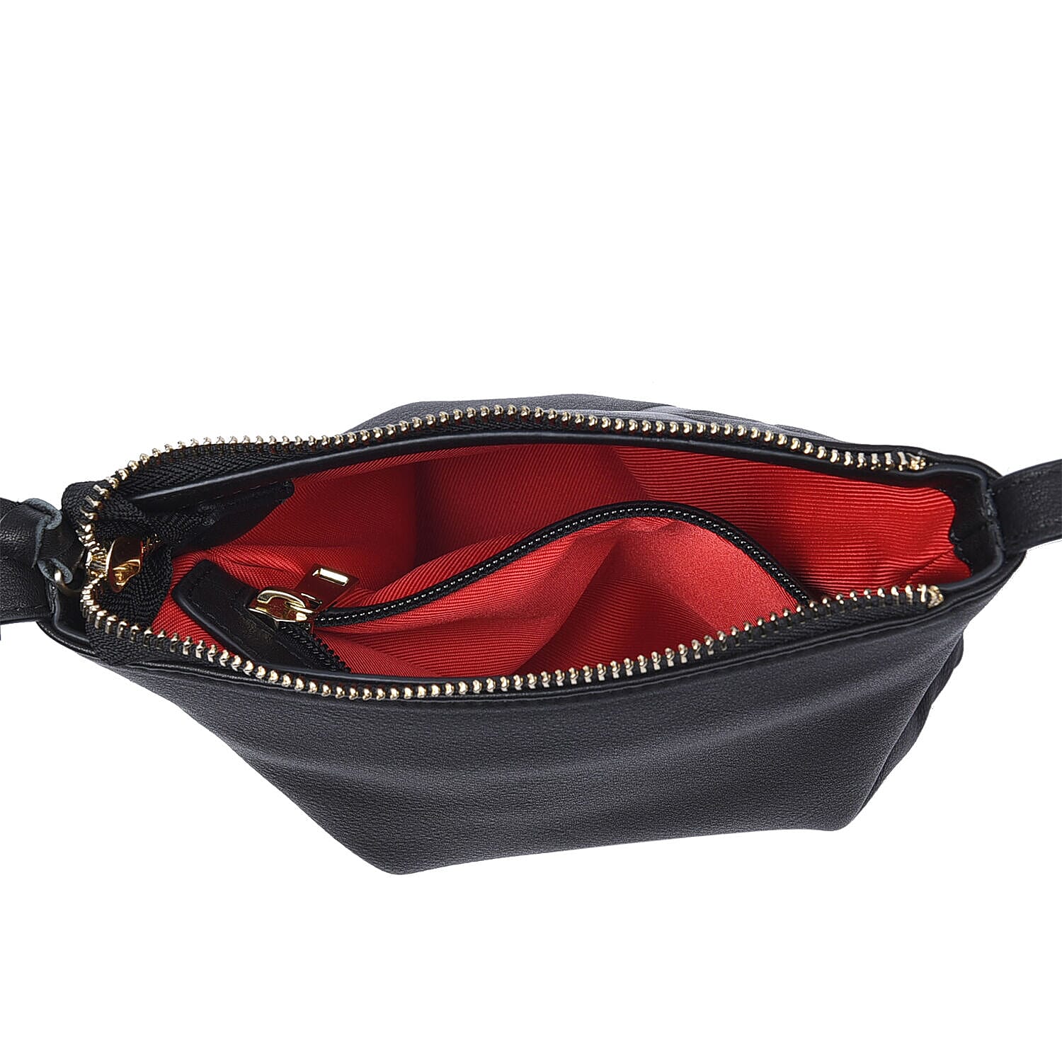 LUCYQ - 100% Genuine Leather Crossbody Bag with Shoulder Strap (Size 20x18x1Cm) - Black