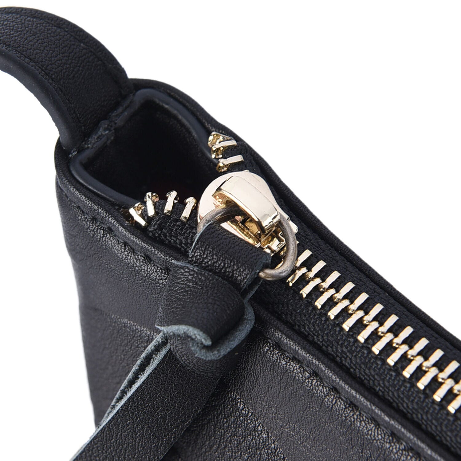 LUCYQ - 100% Genuine Leather Crossbody Bag with Shoulder Strap (Size 20x18x1Cm) - Black