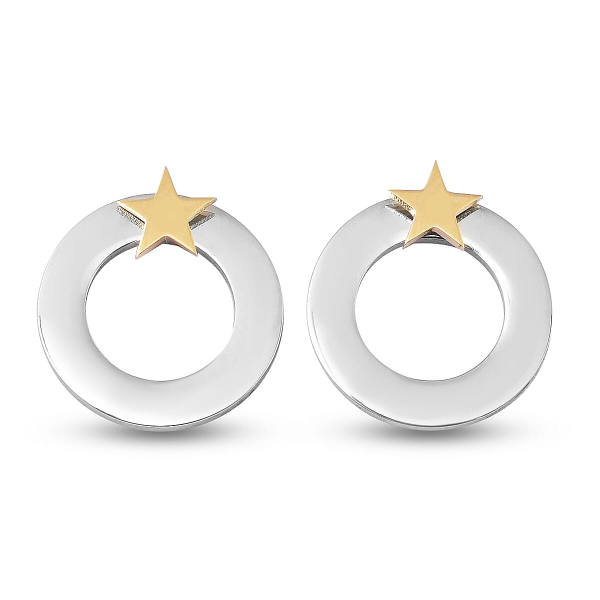 Earrings (with Push Back) in Yellow & White Gold Tone