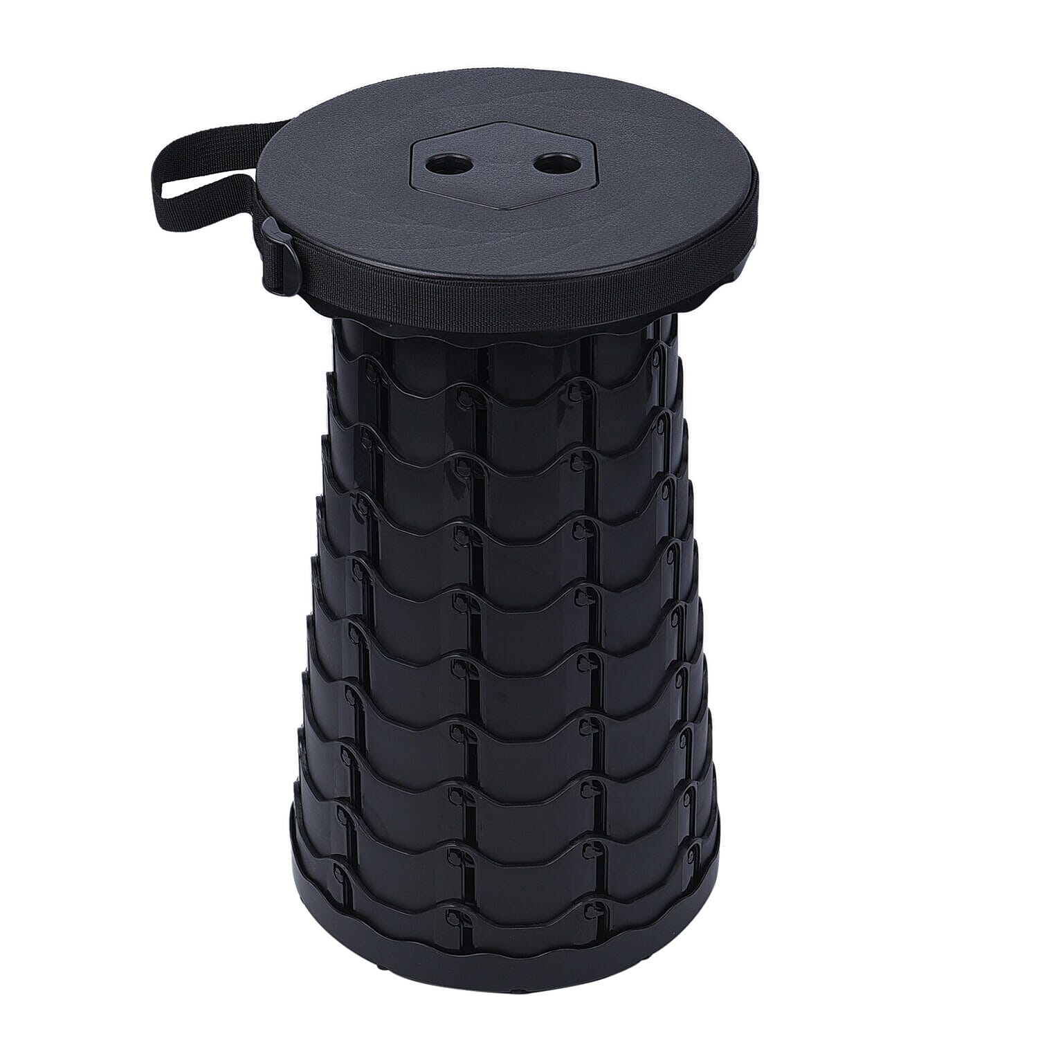 Portable Folding Stool with Strap (Size 25 Cm) - Black