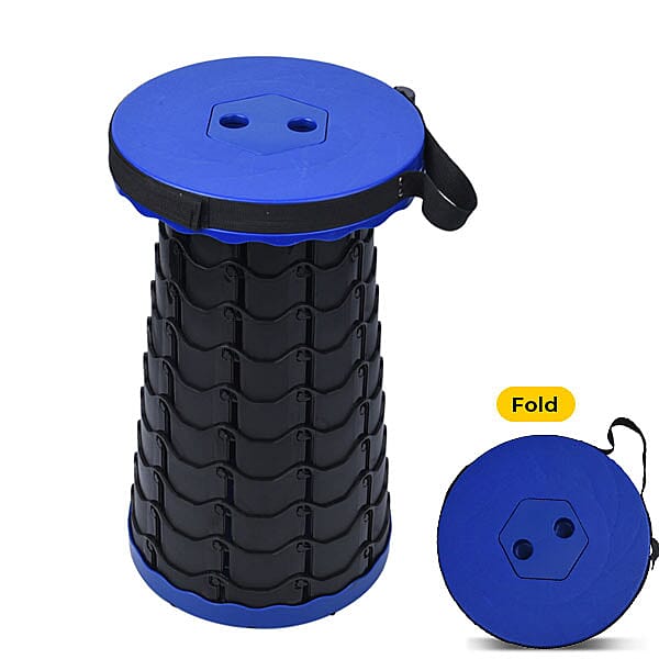 Portable Folding Stool with Strap (Size 25 Cm) - Blue & Black