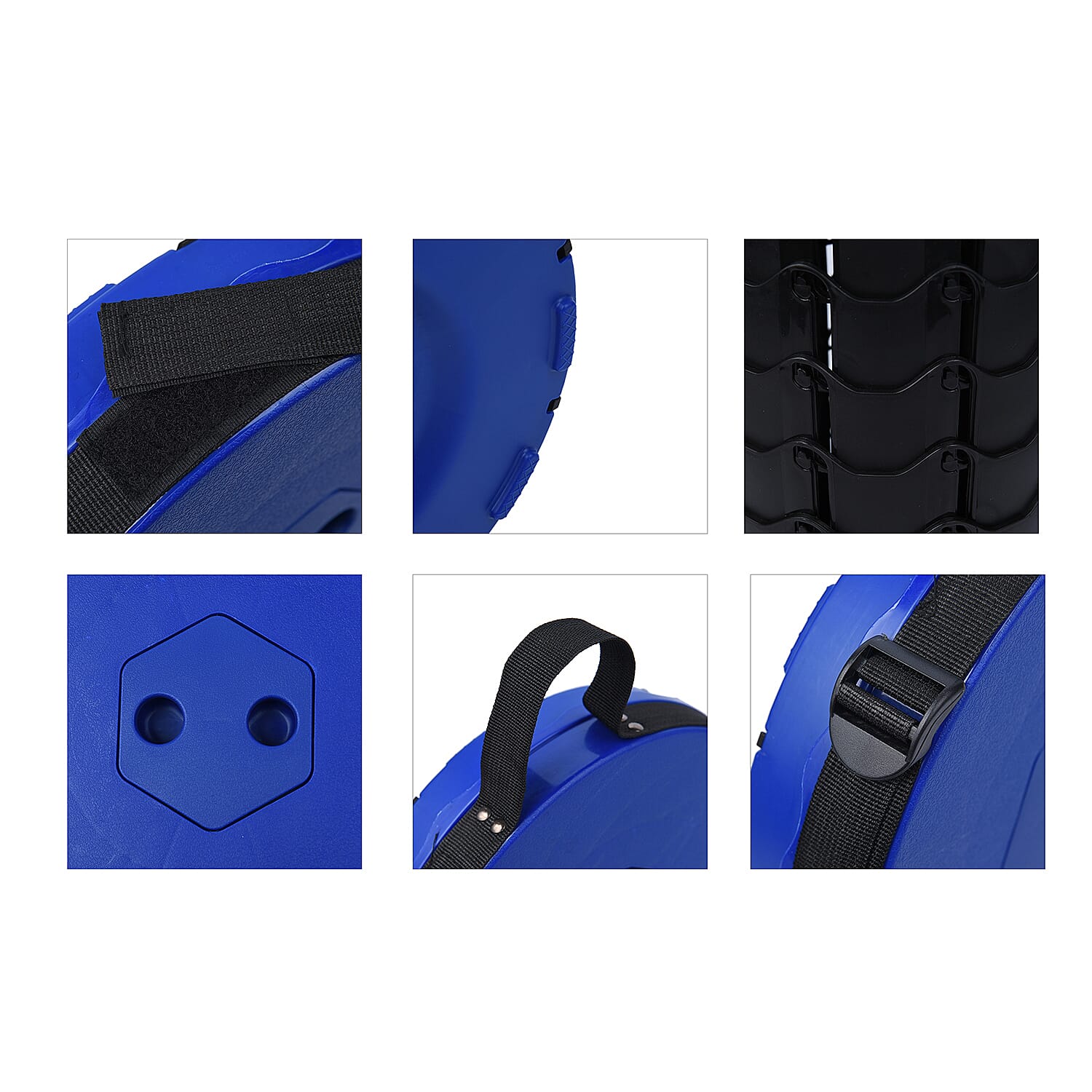 Portable Folding Stool with Strap (Size 25 Cm) - Blue & Black