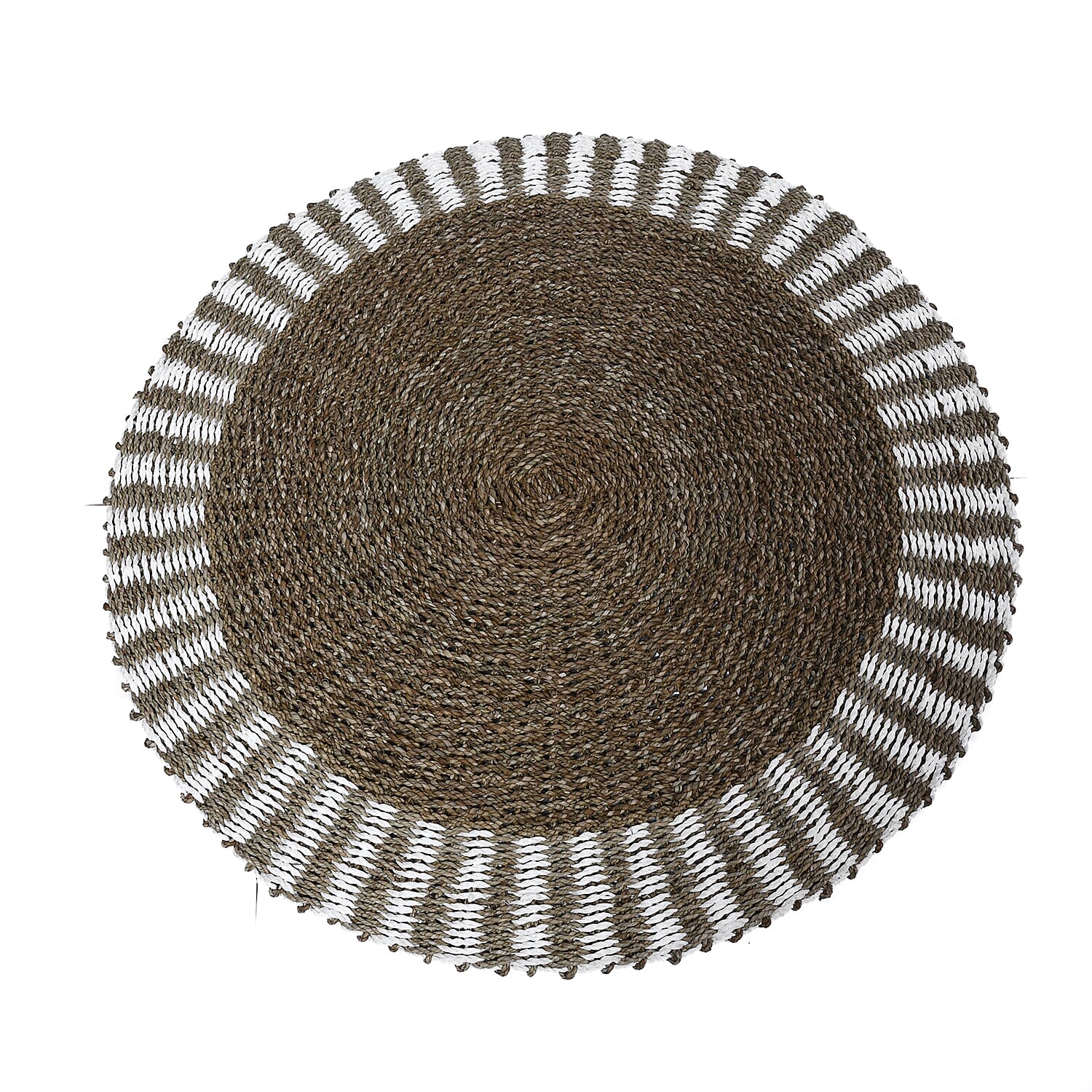 Bali Collection Handmade Woven Seagrass Rug - White and Light Brown