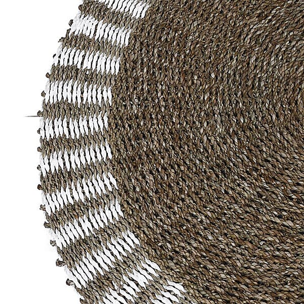 Bali Collection Handmade Woven Seagrass Rug - White and Light Brown