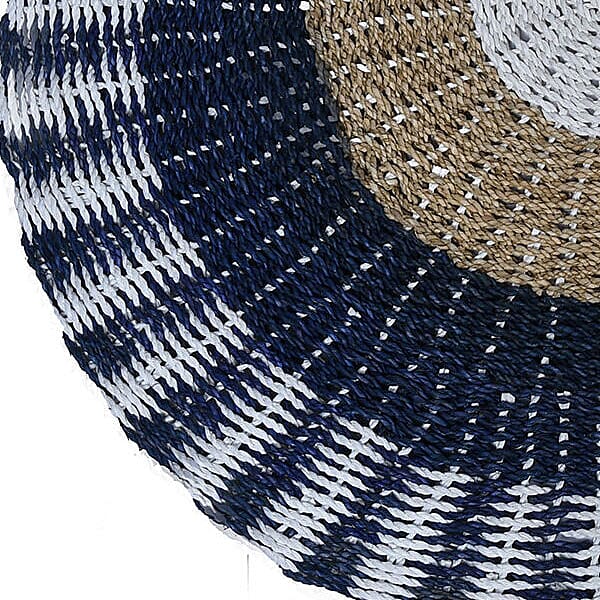 Bali Collection - 100% Handmade Woven Seagrass Rug (Size-100 Cm) - White and Navy