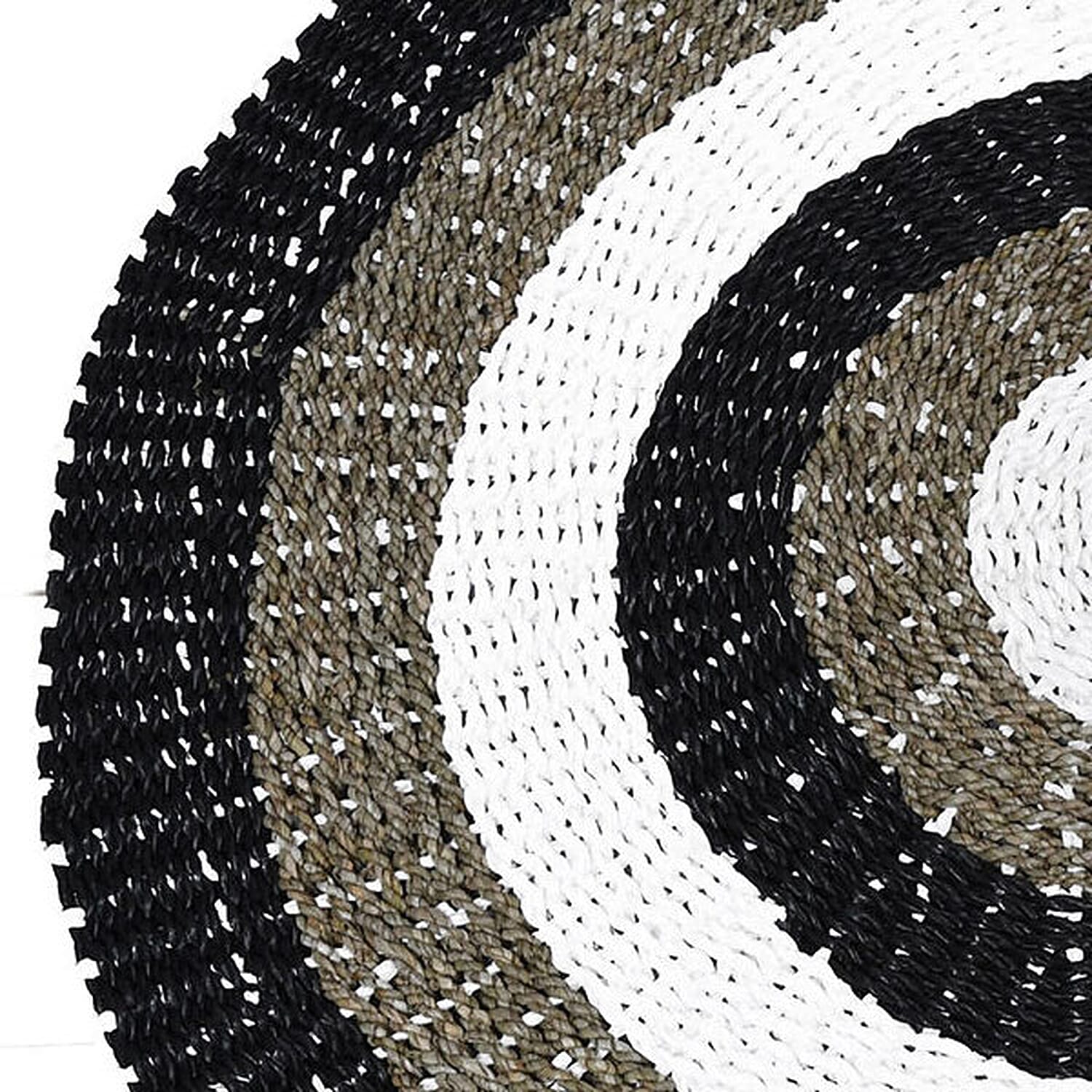 Bali Collection - 100% Handmade Woven Seagrass Rug (Size-100 Cm) - White, Black & Beige