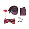 Mens Gift Set (Includes Cufflink Bow Tie Scarf Tie Bar Brooch Tie) -  Wine Red