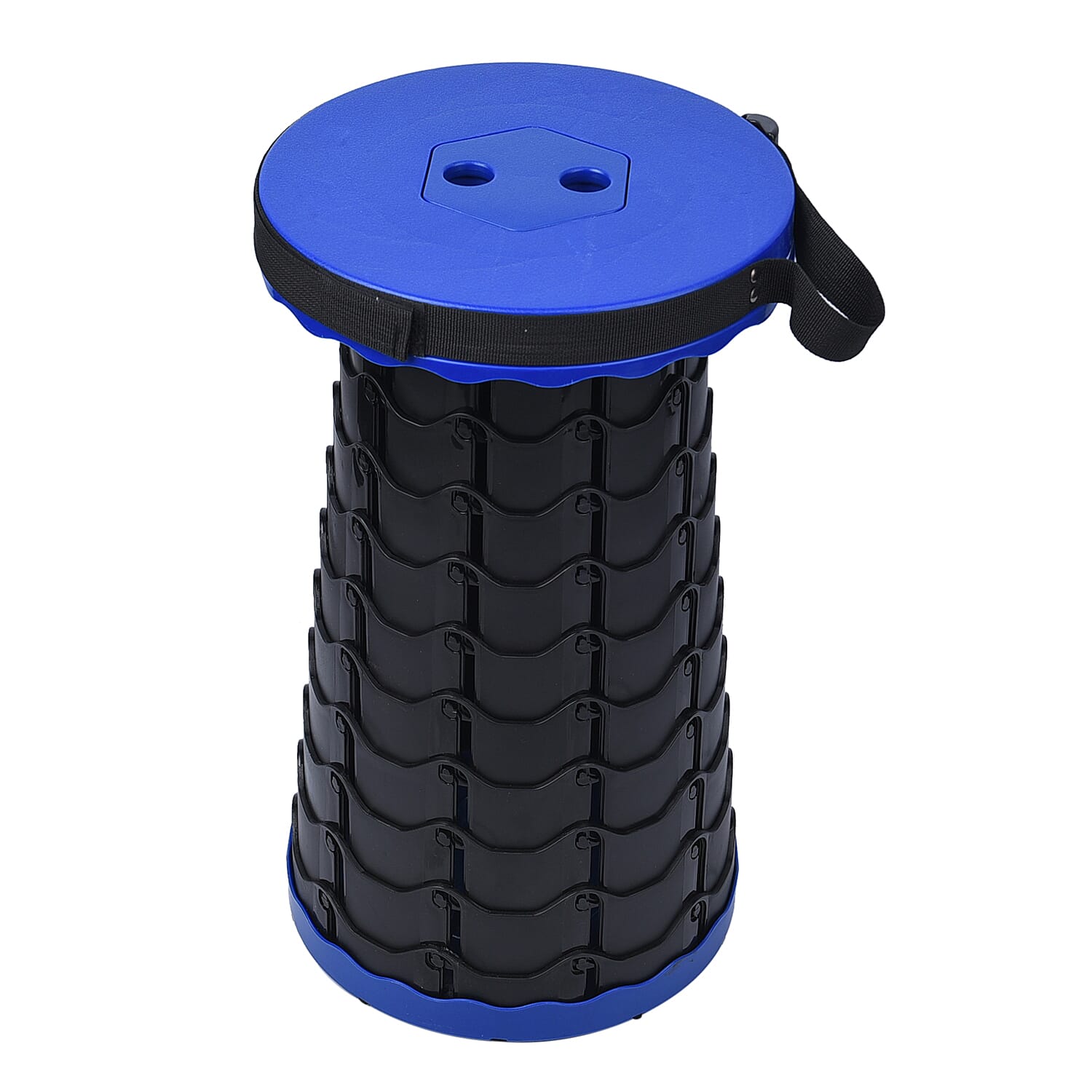 Portable Folding Stool with Strap (Size 25 Cm) - Blue & Black
