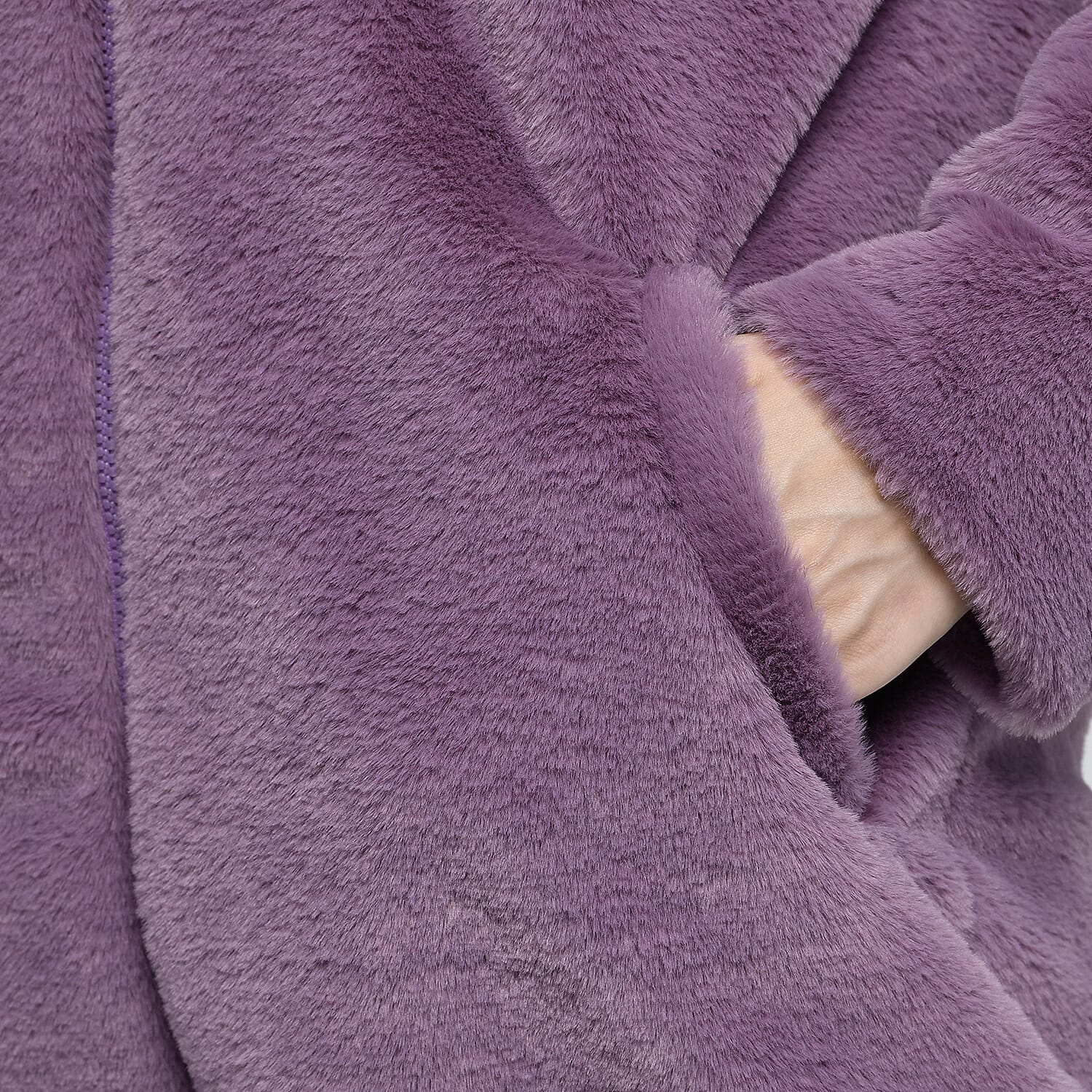 TAMSY Faux Fur Long Sleeved Hooded Coat (Size S, 8-10) - Purple