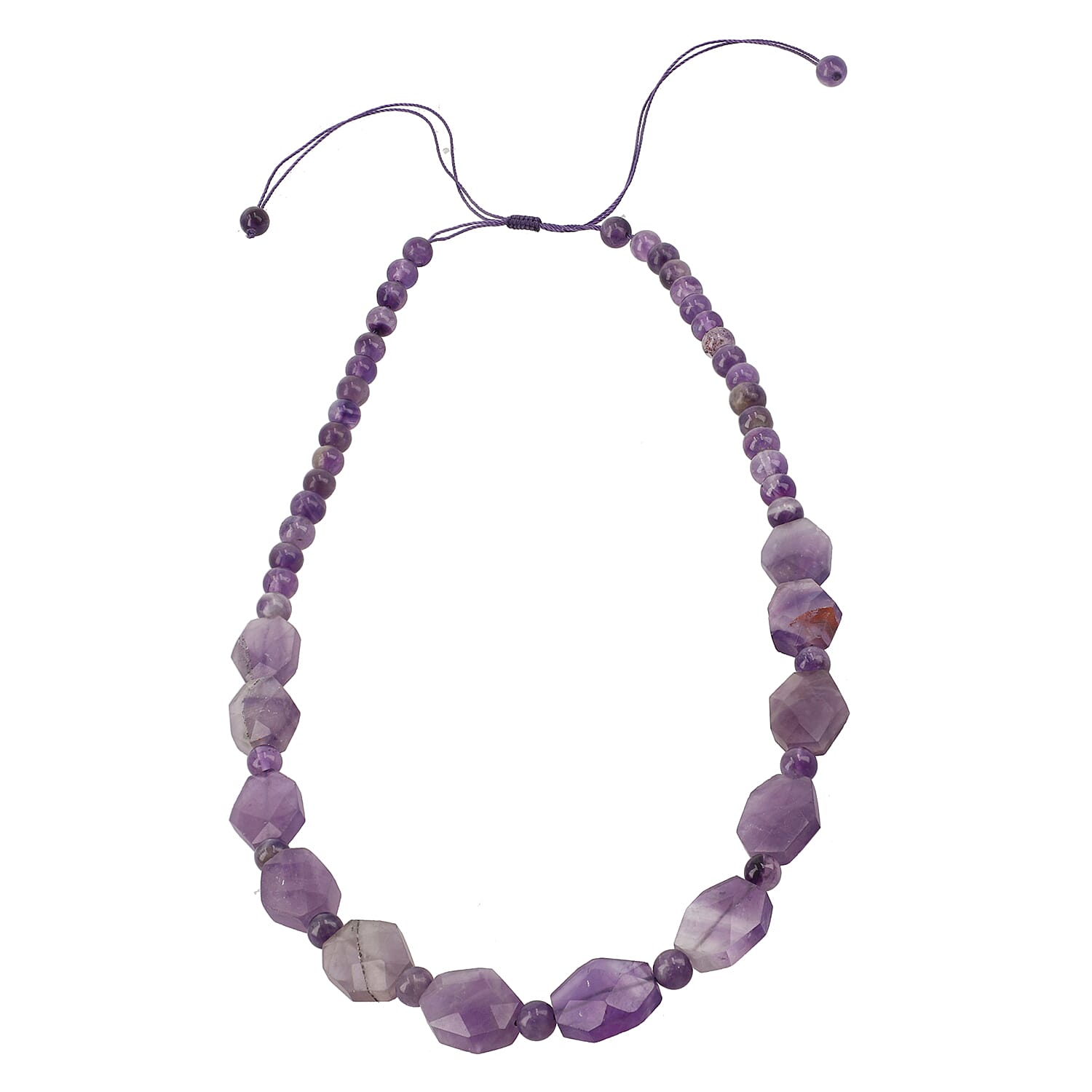 Amethyst Adjustable Beaded Necklace (Size 18)