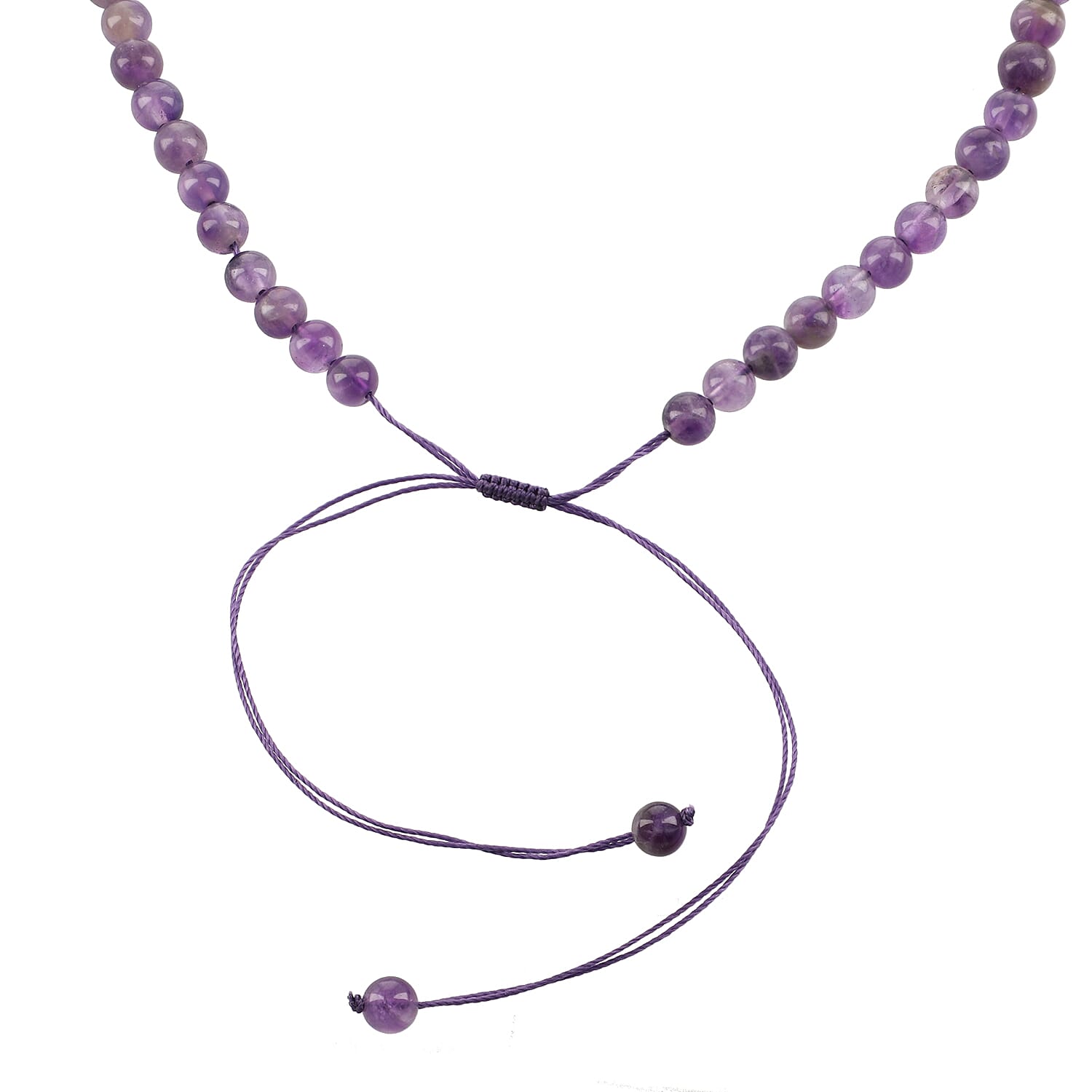 Amethyst Adjustable Beaded Necklace (Size 18)