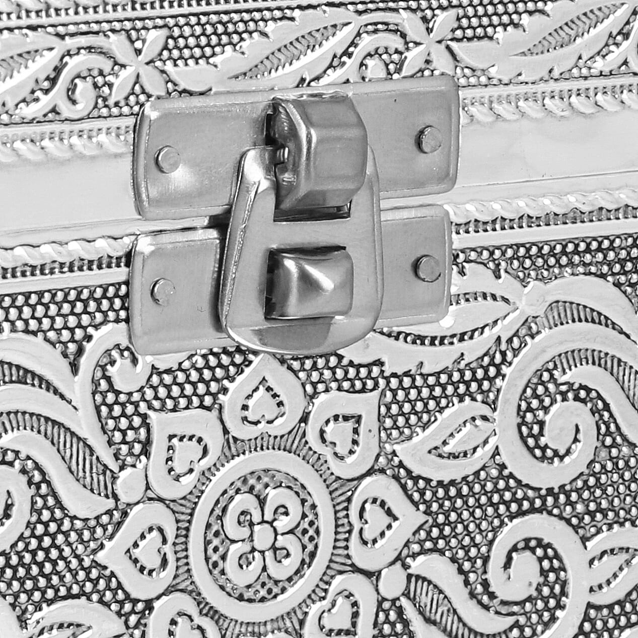 Oxidized Jewelry Box with Tray Flower & Leaf Pattern