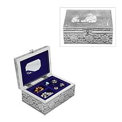 Oxidized Jewelry Box with Tray Flower & Leaf Pattern