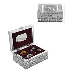 Oxidized Jewelry Box with Tray Flower & Leaf Pattern