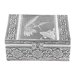 Portable Humming Bird Pattern Jewellery Box with Tray and Red Velvet Lining (Size 18x12x7Cm)