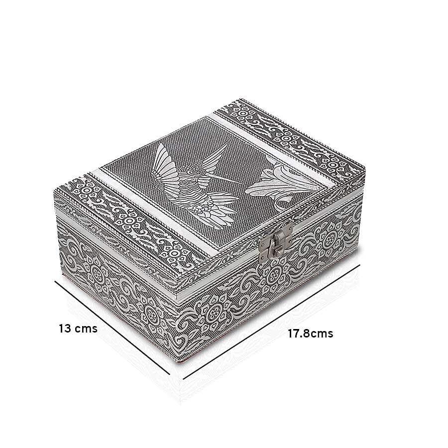 Portable Humming Bird Pattern Jewellery Box with Tray and Red Velvet Lining (Size 18x12x7Cm)