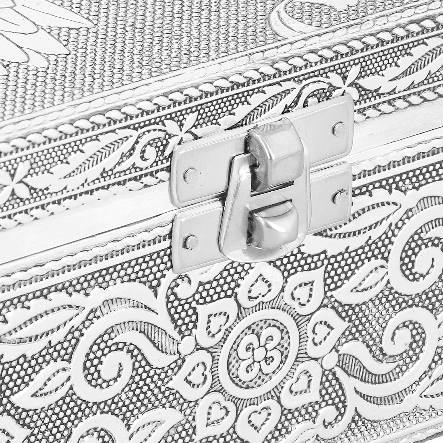 Portable Humming Bird Pattern Jewellery Box with Tray and Red Velvet Lining (Size 18x12x7Cm)