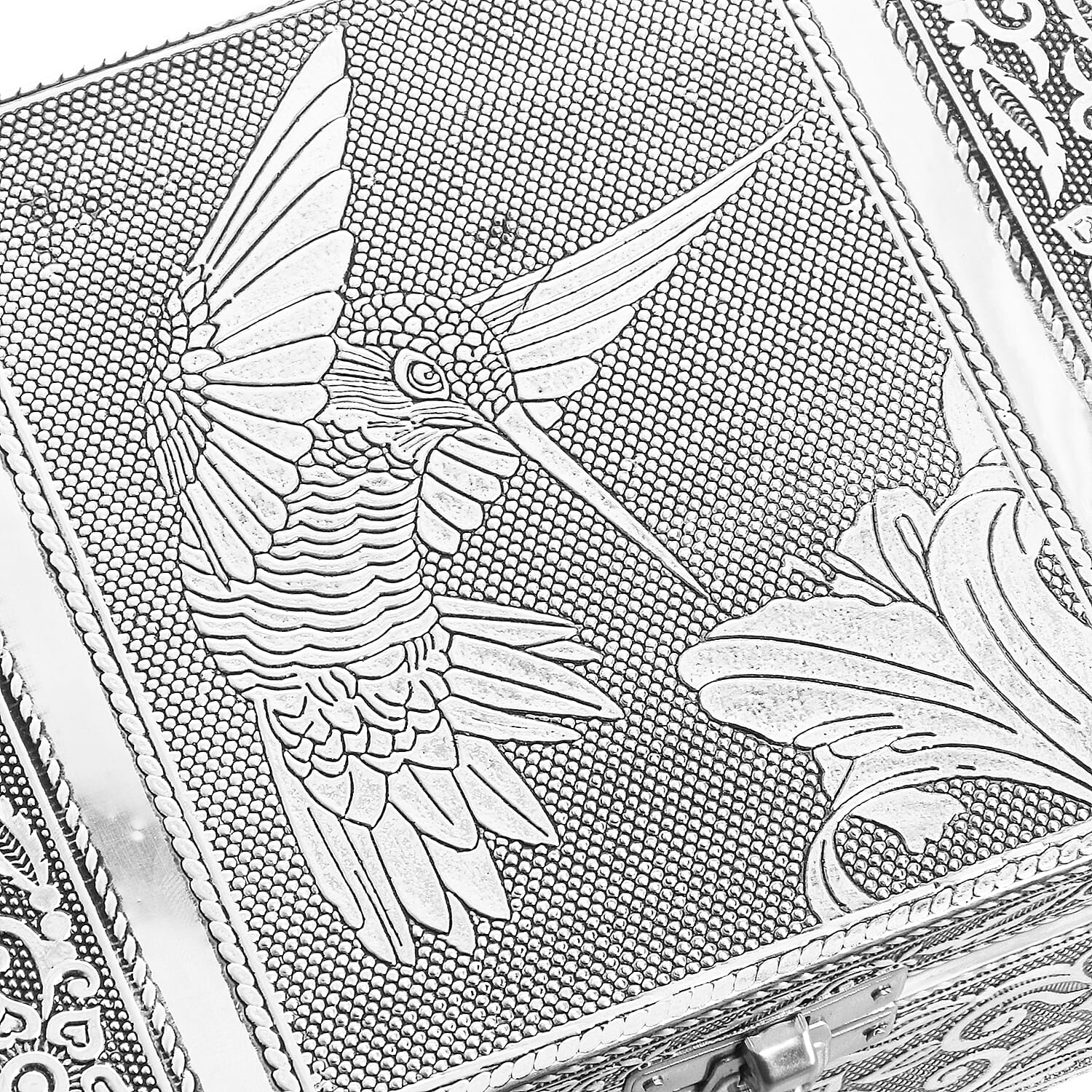 Portable Humming Bird Pattern Jewellery Box with Tray and Red Velvet Lining (Size 18x12x7Cm)