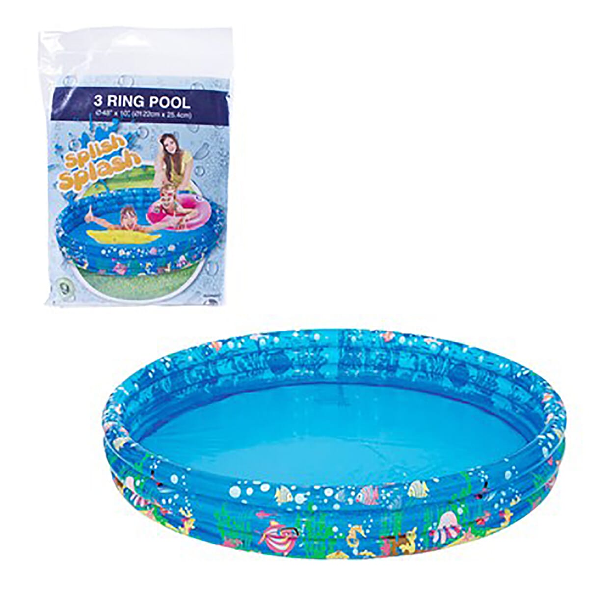 Inflatable 3-Ring Sea World Paddling Pool